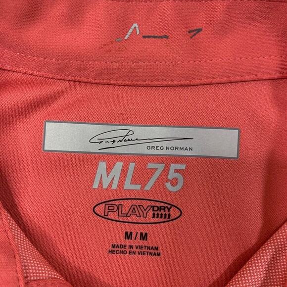 Greg Norman Polo Shirt Mens M Medium Salmon Pink ML75 Play Dry Performance Golf - Picture 5 of 10